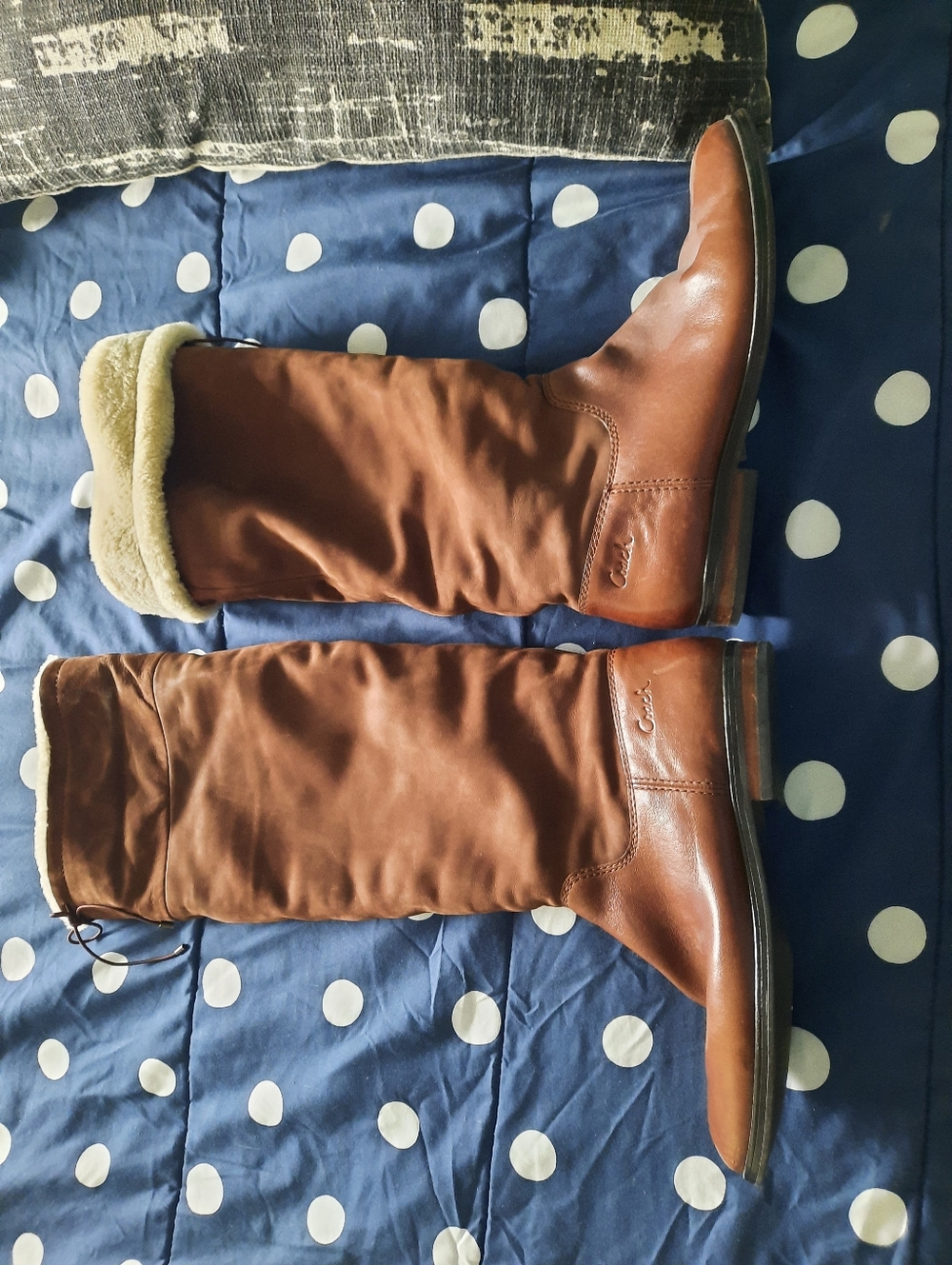 Coach Over The Knee Shearling Leather Boots